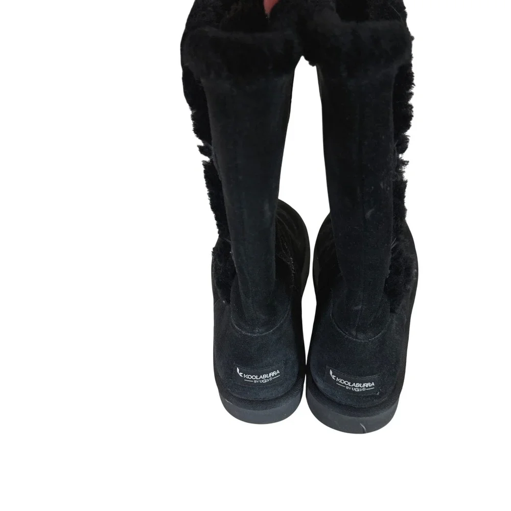 Koolaburra by UGG Kinslei Black Suede Button Detail Plaid Flannel Lined Boots 10